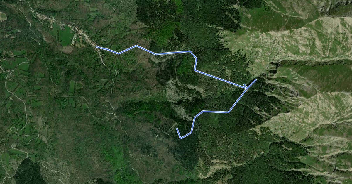 Маршрут Cascata di Ortanza на спутниковом снимке