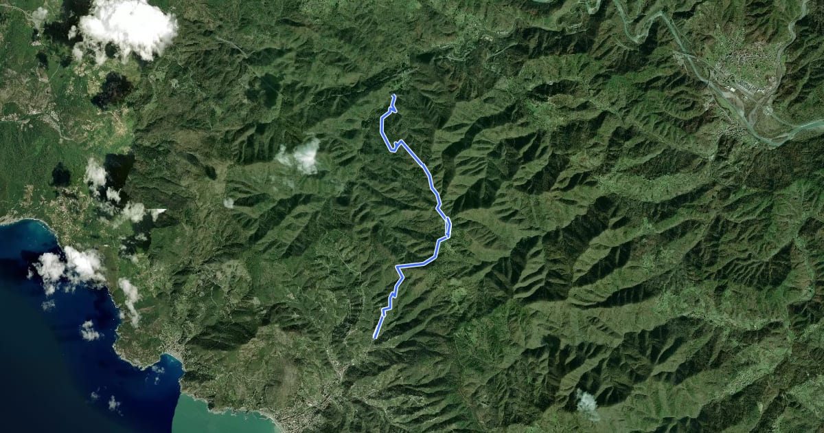 Маршрут Case Cadato - Punta Leccio - Casa I Podi - Monte Piano - Monte Pistone - Cappella Taddei - Pian del Monio - Vignana на спутниковом снимке