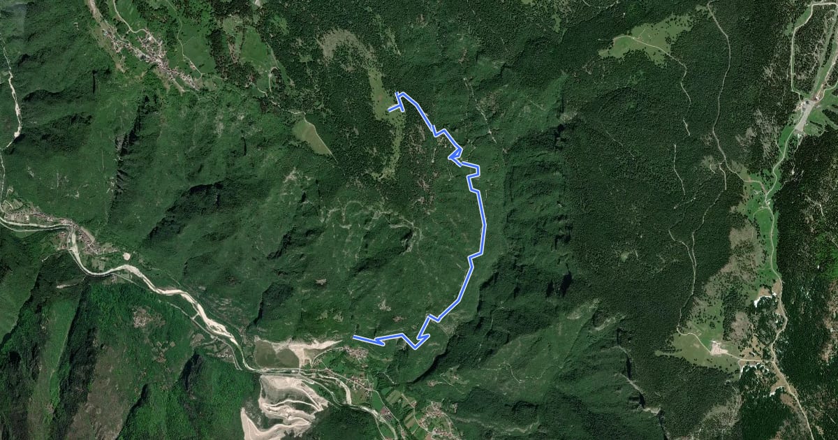 Маршрут Casotto – Val Torra – Malga Crojer на спутниковом снимке