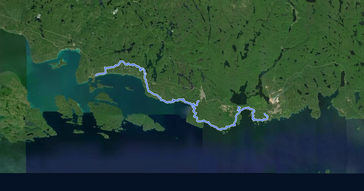 Маршрут Casque Isles Trail на спутниковом снимке