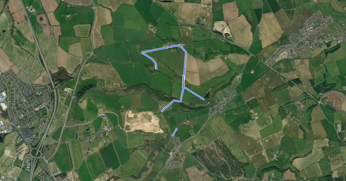 Маршрут Cassop Vale circular walk на спутниковом снимке