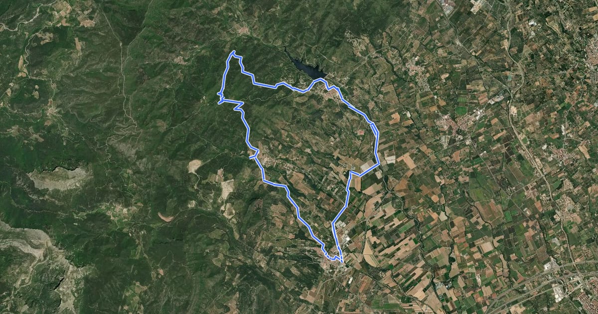 Маршрут Castell d’Escornalbou a Riudecanyes на спутниковом снимке