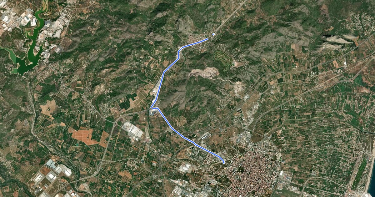 Маршрут Castellón de la Plana - Borriol на спутниковом снимке