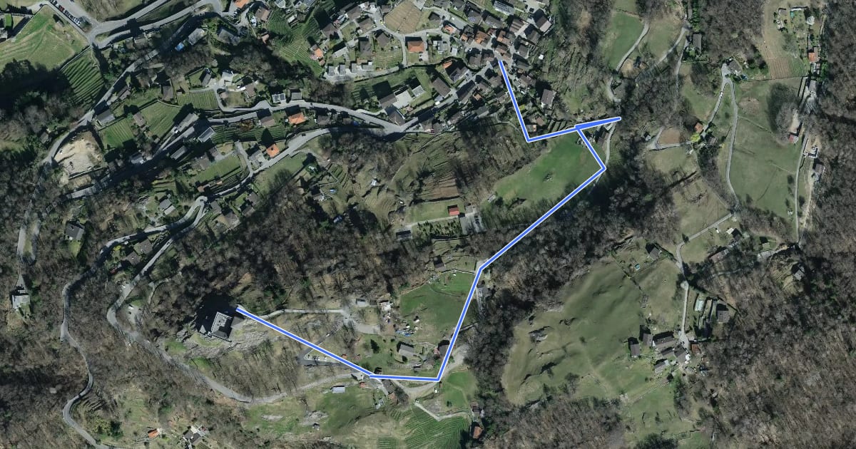 Маршрут Castello Sasso Carbaro - Artore на спутниковом снимке