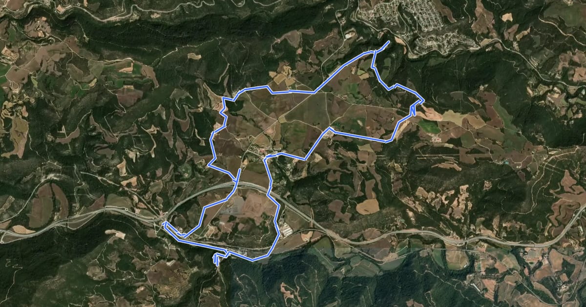 Маршрут Castells de Frontera Ruta 2 - Del castell de l’Agell (Rajadell) al castell de Fals (Torres de Fals) на спутниковом снимке