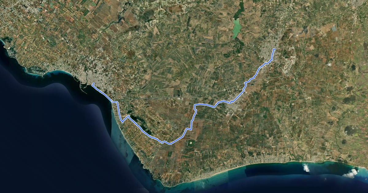 Маршрут Castelvetrano - Mazara del Vallo на спутниковом снимке