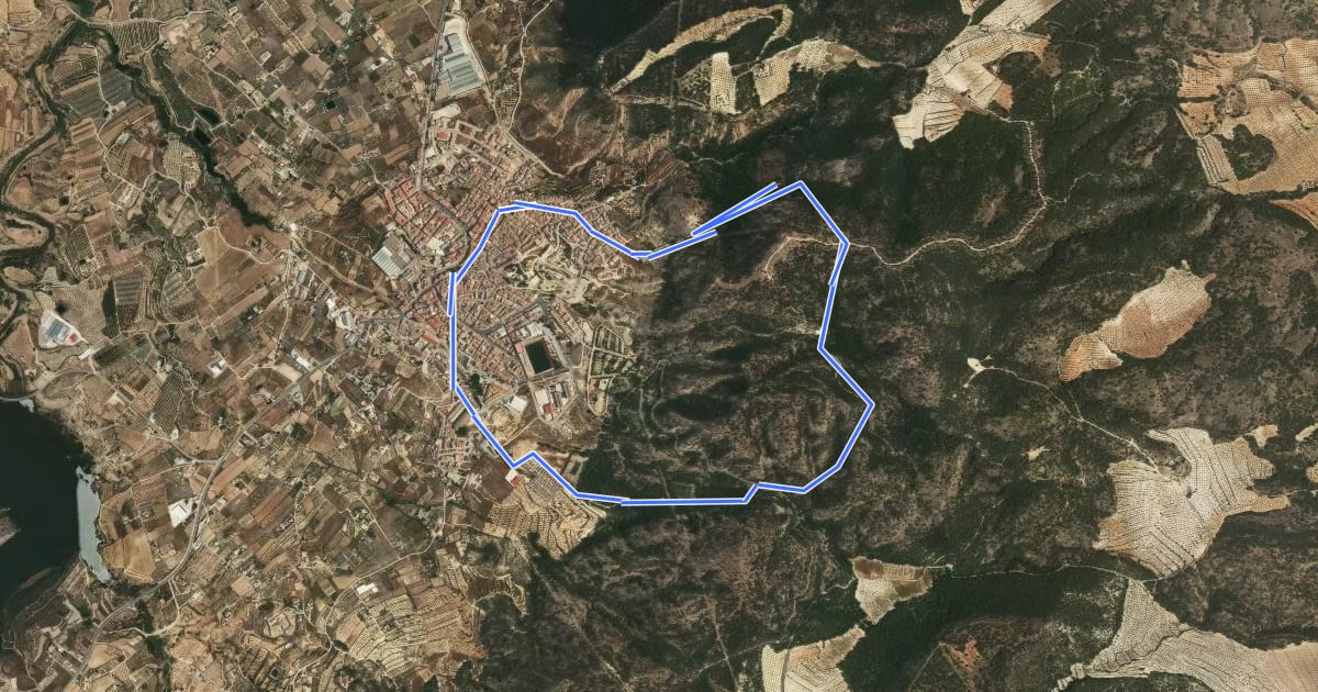 Маршрут Castillo de Pliego y Alto del Cairel на спутниковом снимке