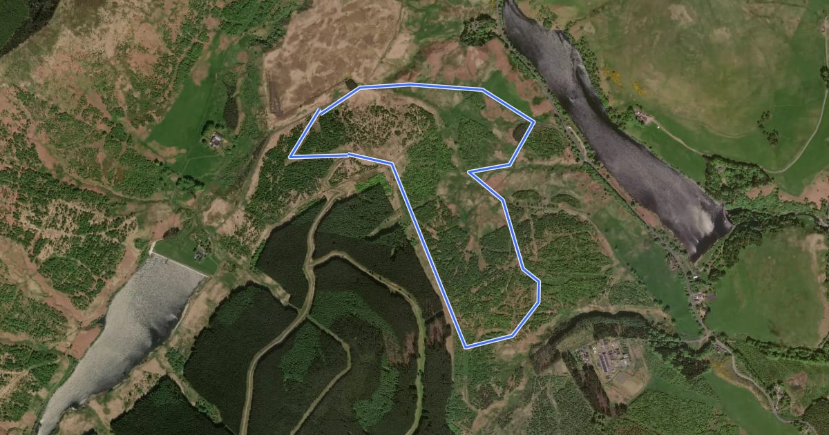 Маршрут Castlehill upper loop на спутниковом снимке