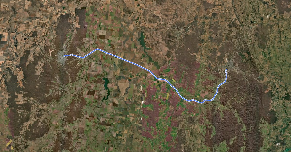 Маршрут Castlemaine-Maryborough Rail Trail (Under Construction) на спутниковом снимке