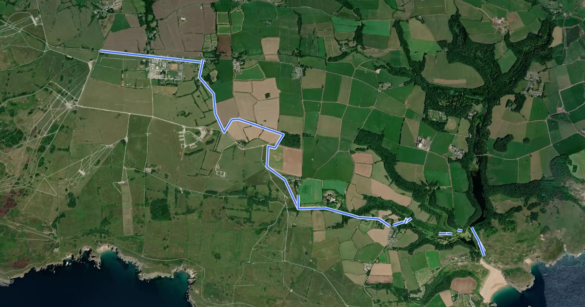 Маршрут Castlemartin Range Trail (East) Alternative на спутниковом снимке