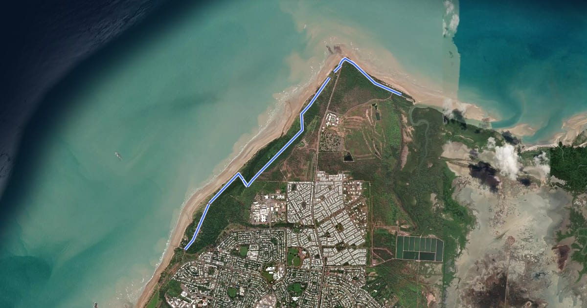 Маршрут Casuarina Coastal Path на спутниковом снимке
