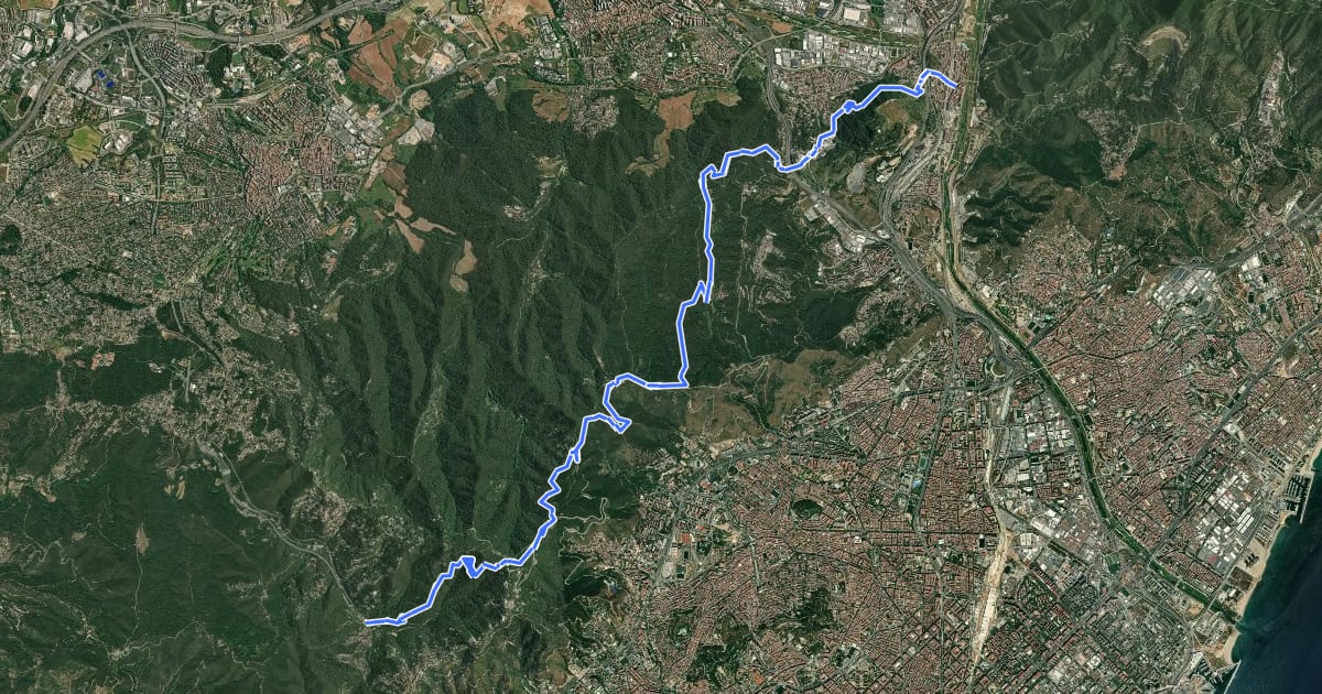 Маршрут Catalunya E18 на спутниковом снимке