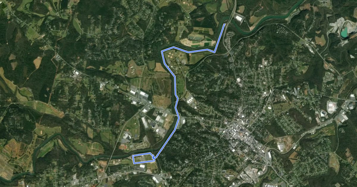 Маршрут Catawba River Greenway на спутниковом снимке