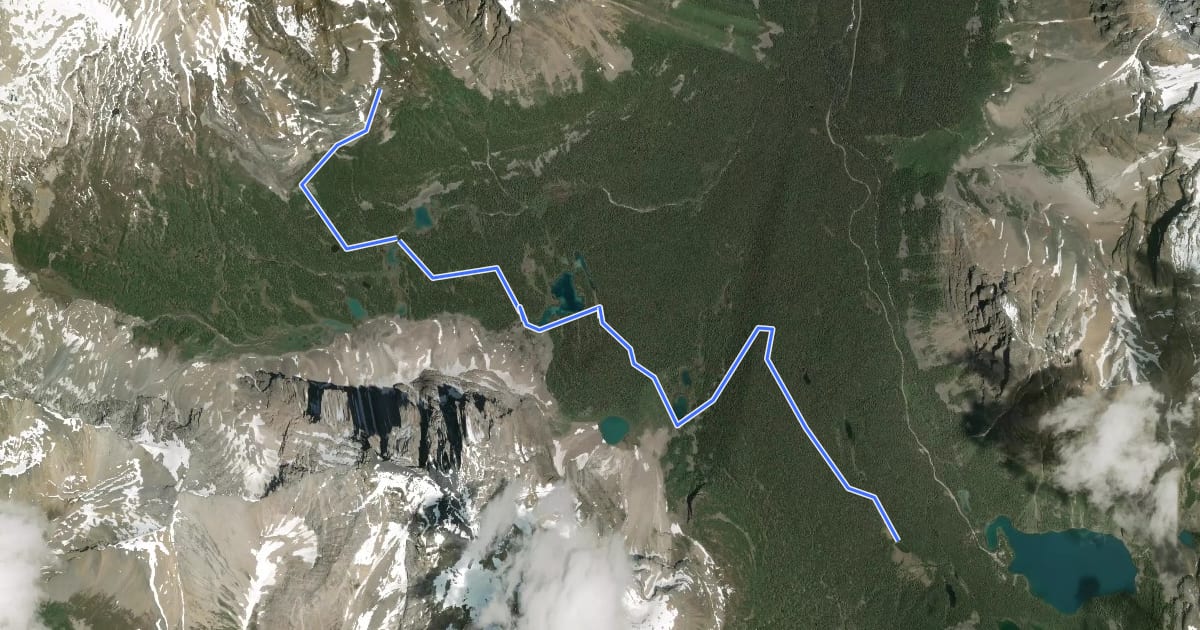 Маршрут Cathedral Falls Route на спутниковом снимке