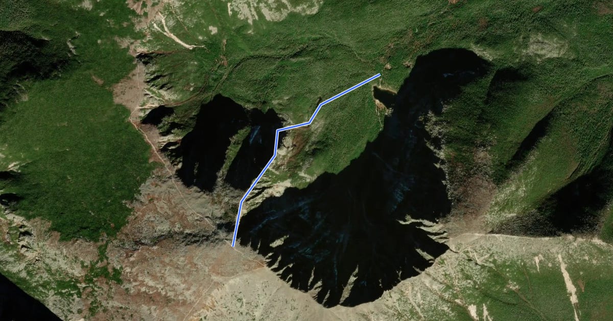 Маршрут Cathedral Trail на спутниковом снимке