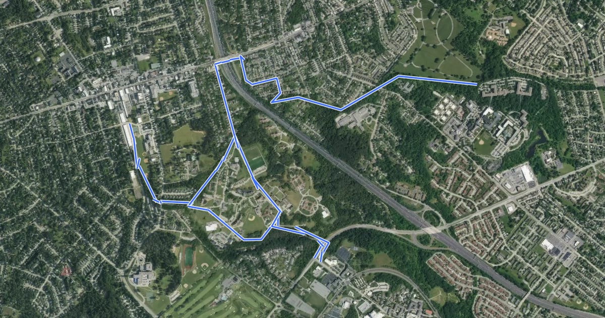 Маршрут Catonsville Short Line Trail на спутниковом снимке