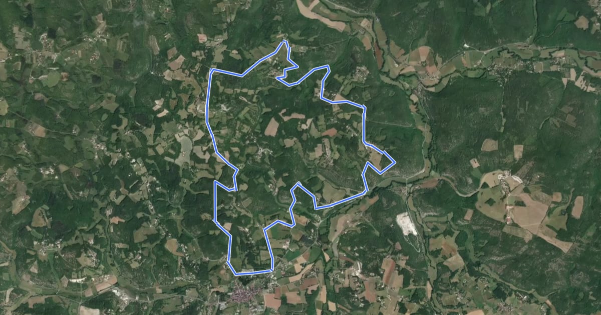 Маршрут Causse toujours на спутниковом снимке