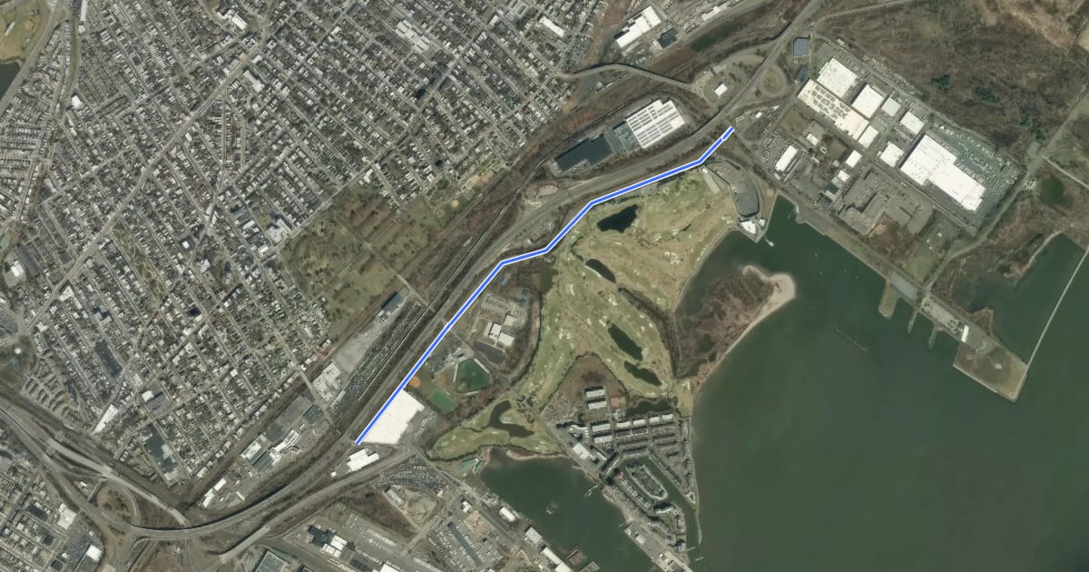 Маршрут Caven Point Road на спутниковом снимке
