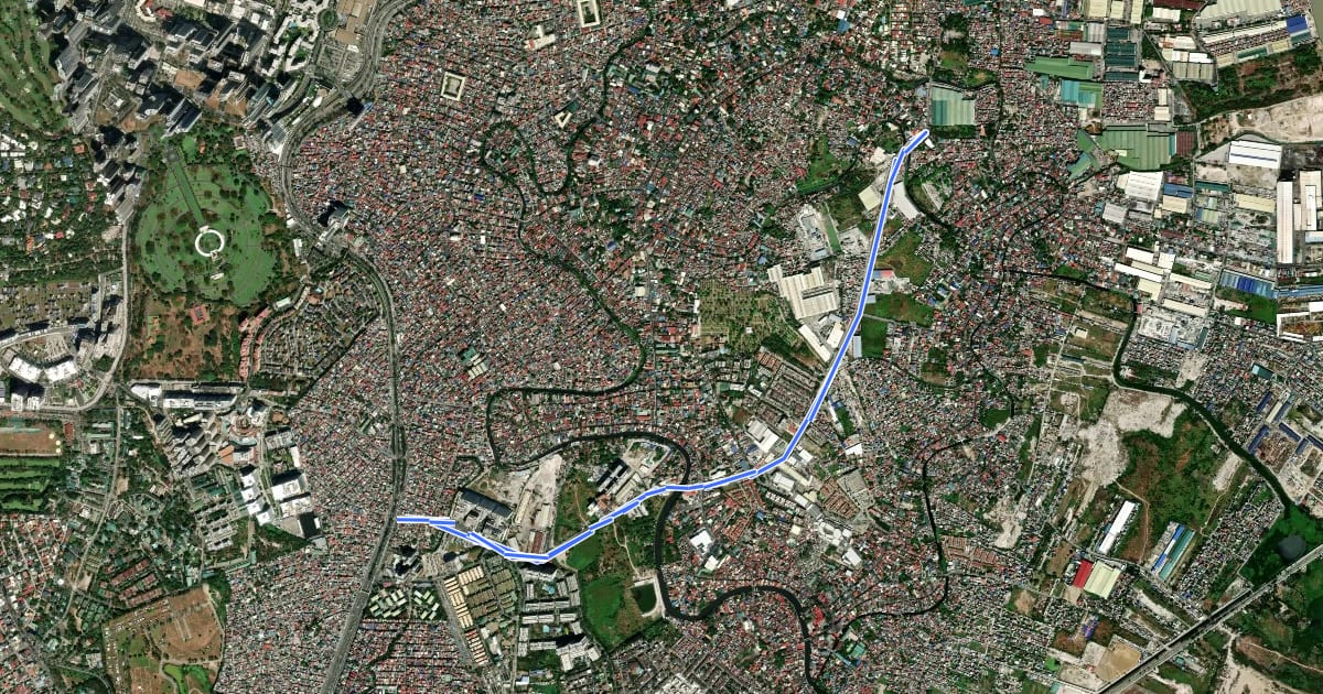 Маршрут Cayetano Boulevard Bicycle Lane на спутниковом снимке