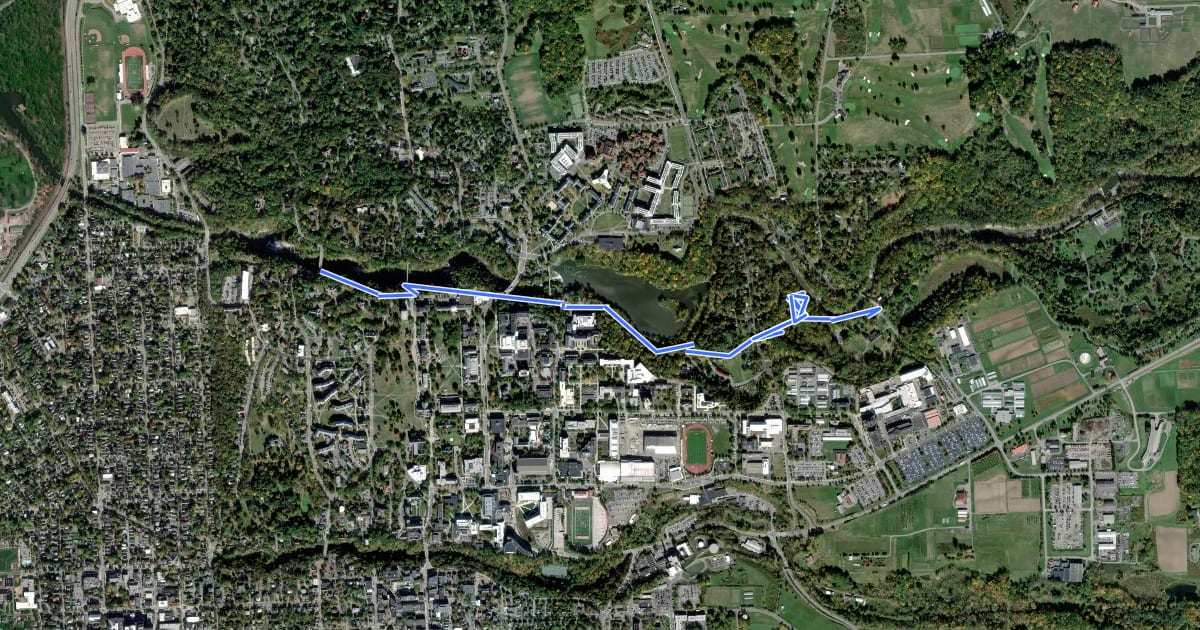 Маршрут Cayuga Trail Extension на спутниковом снимке