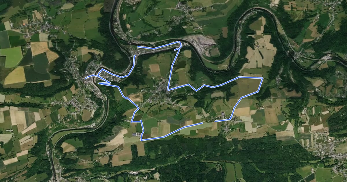 Маршрут CB07 Comblain-au-Pont - Thier Pirard - Chambralles - Halleux на спутниковом снимке