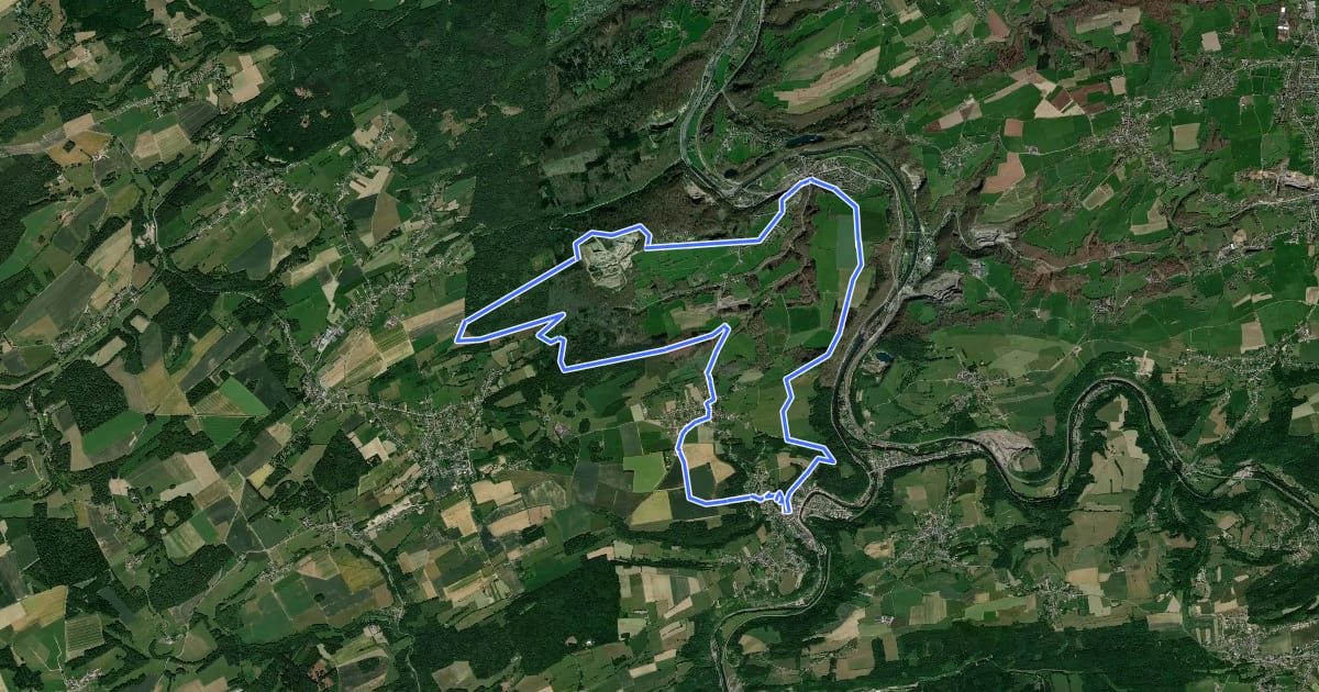 Маршрут CB13 Neuve Cense - Chession - Saint-Martin - Grottes - Mont - Anthisnes - Sart на спутниковом снимке