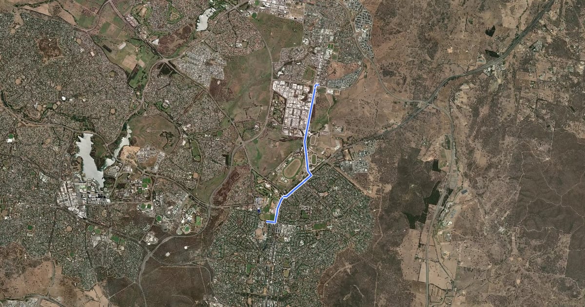 Маршрут CBR Cycle Route C11 на спутниковом снимке