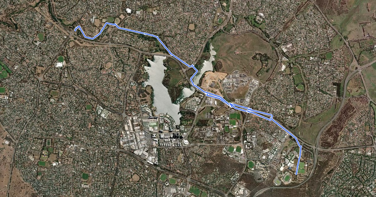 Маршрут CBR Cycle Route C3b на спутниковом снимке