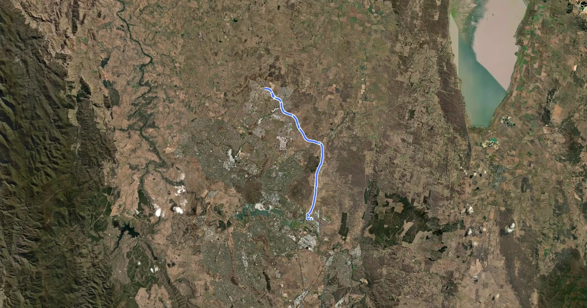 Маршрут CBR Cycle Route C9 на спутниковом снимке