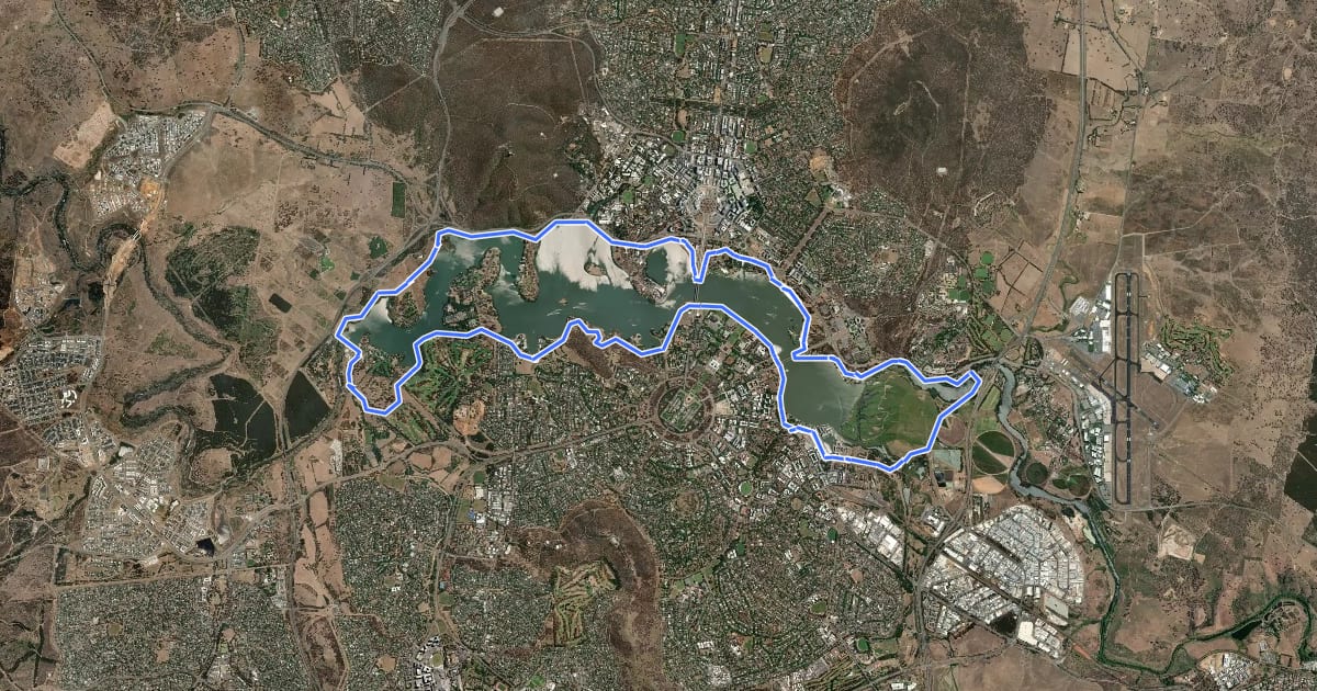 Маршрут CBR Cycle Route LBG на спутниковом снимке