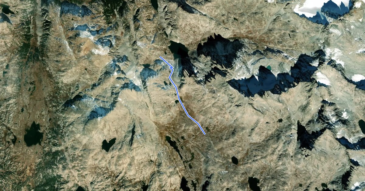 Маршрут CDT ha- Wyoming Alternates на спутниковом снимке