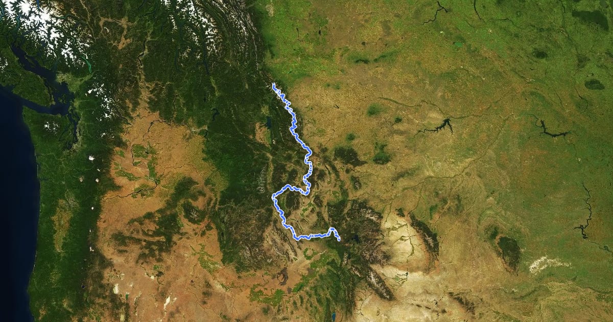 Маршрут CDT - Idaho & Montana Section на спутниковом снимке