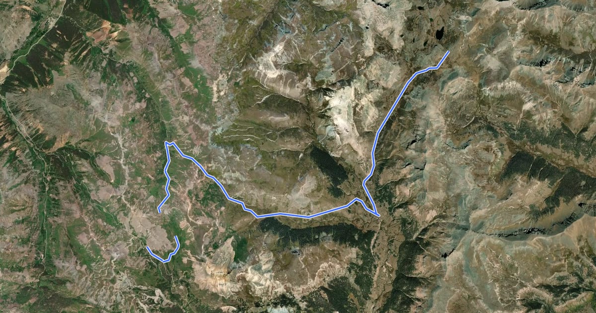 Маршрут CDT ivfXX - Continental Divide NST - Old Route на спутниковом снимке