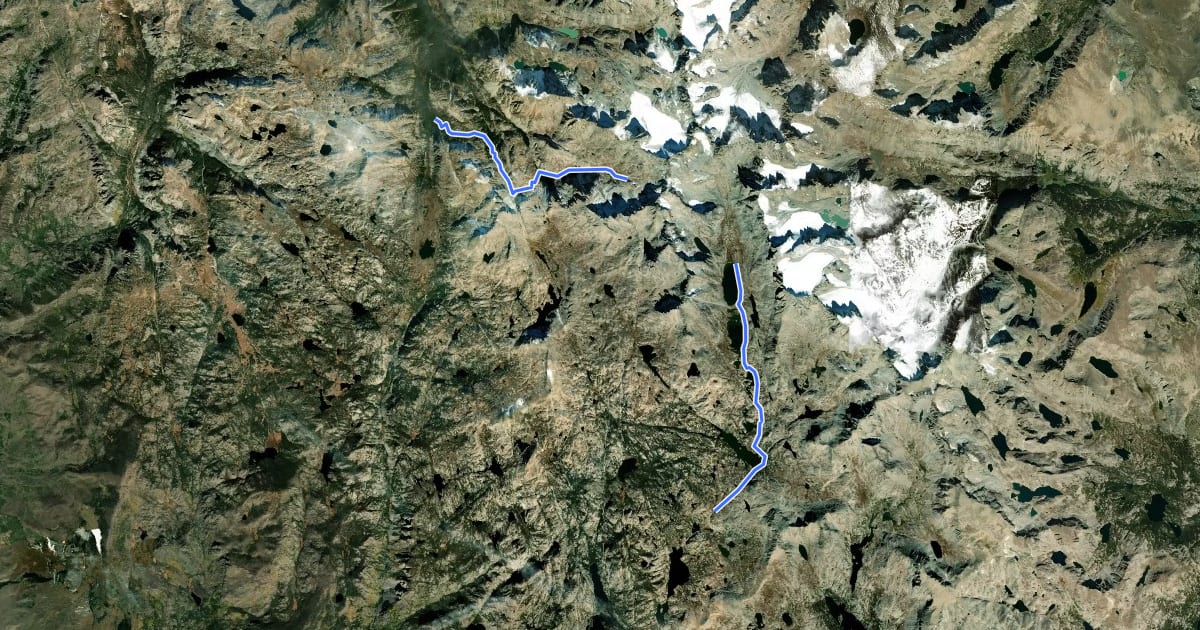 Маршрут CDT Knapsack Col Alternate Route на спутниковом снимке