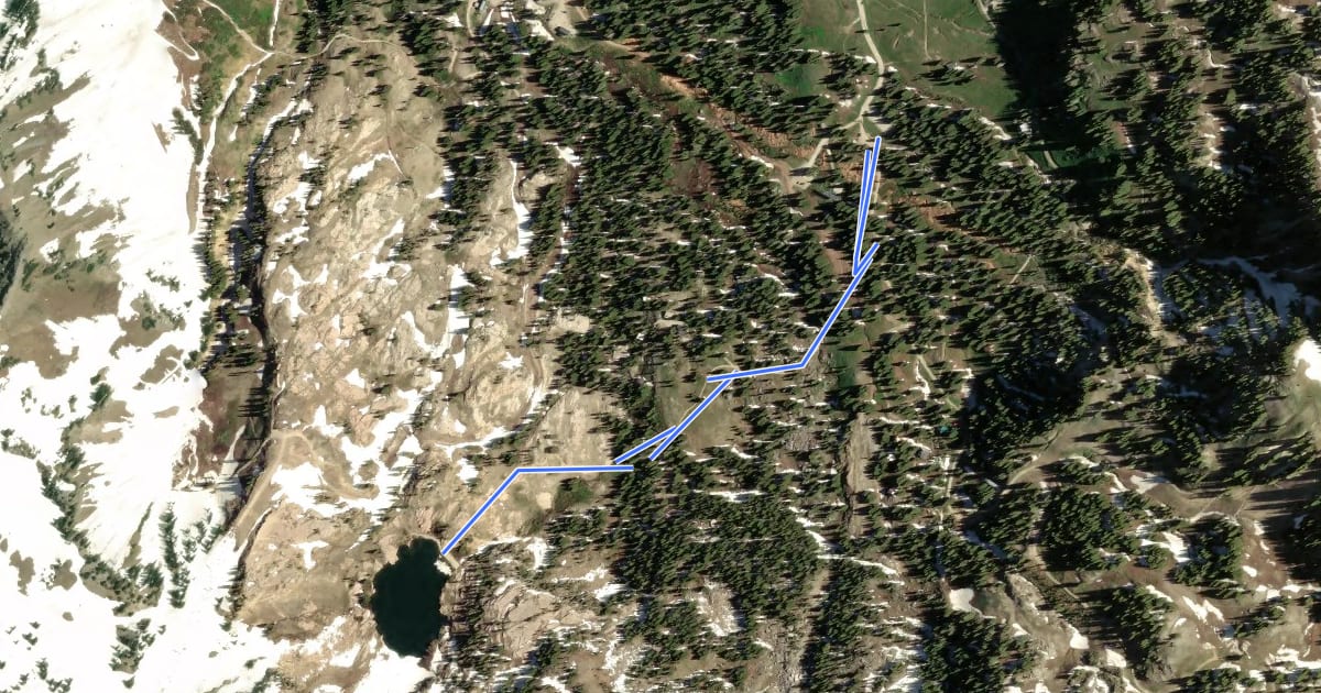 Маршрут Cecret Lake Trail на спутниковом снимке