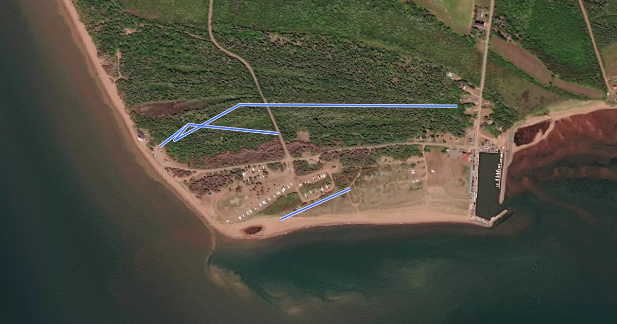 Маршрут Cedar Dunes Provincial Park Trails на спутниковом снимке