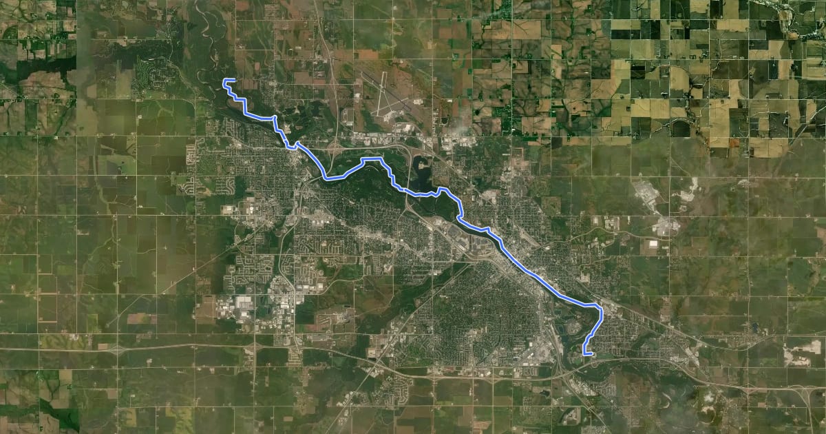 Маршрут Cedar Valley Lakes Trail на спутниковом снимке