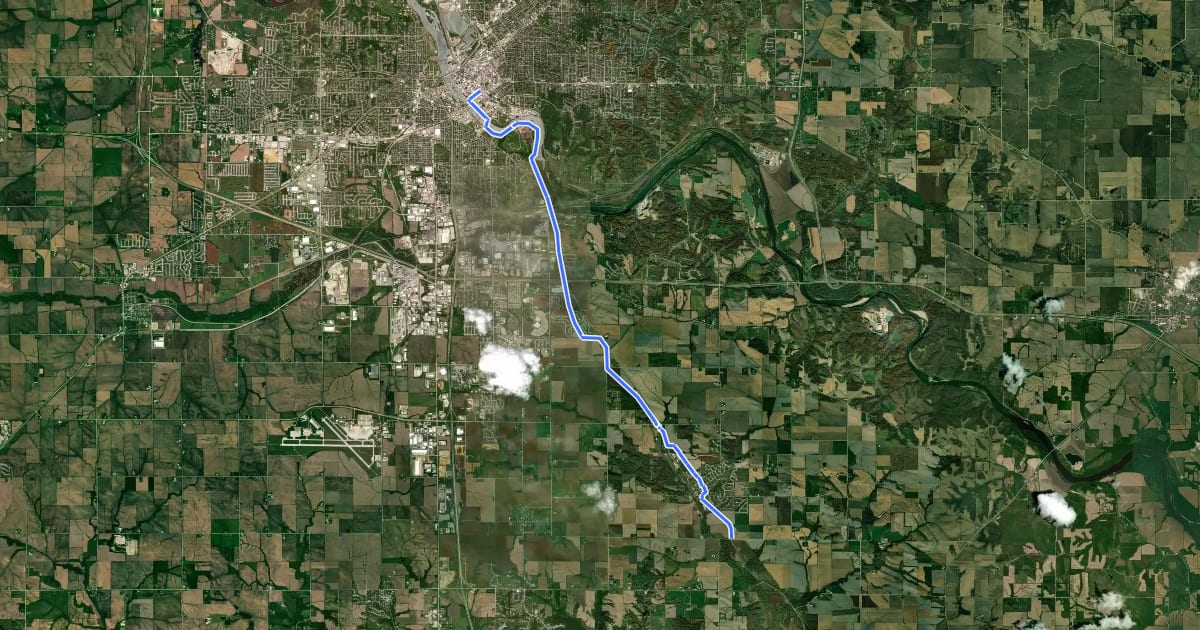 Маршрут Cedar Valley Nature Trail - Cedar Rapids to Johnson County на спутниковом снимке
