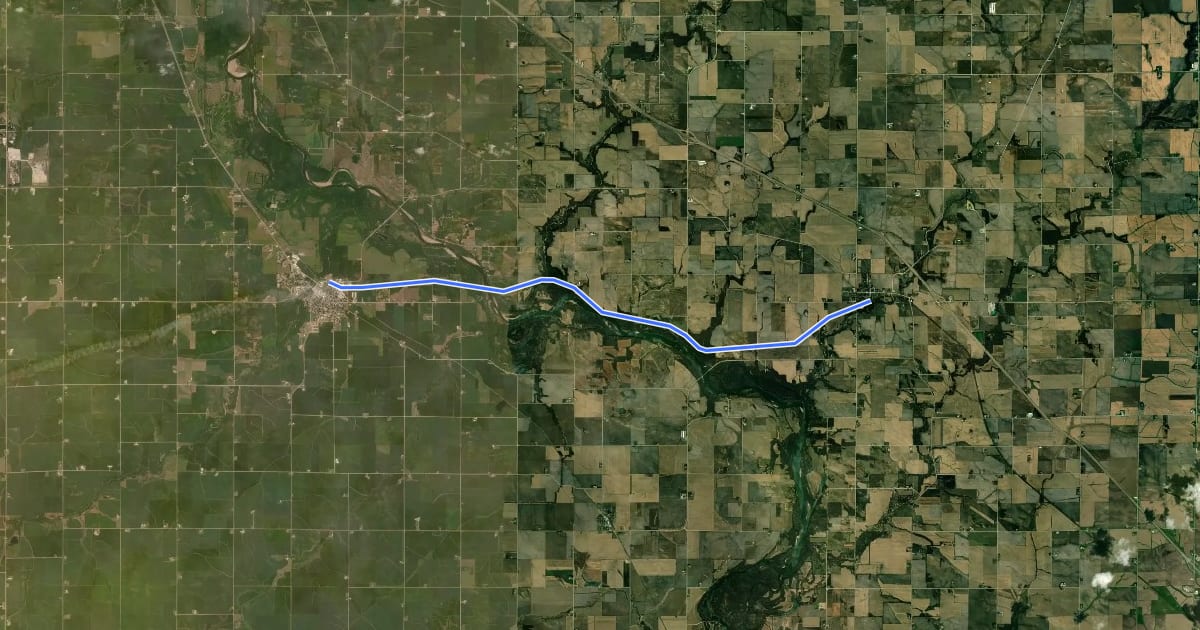 Маршрут Cedar Valley Nature Trail - La Porte City to Brandon на спутниковом снимке