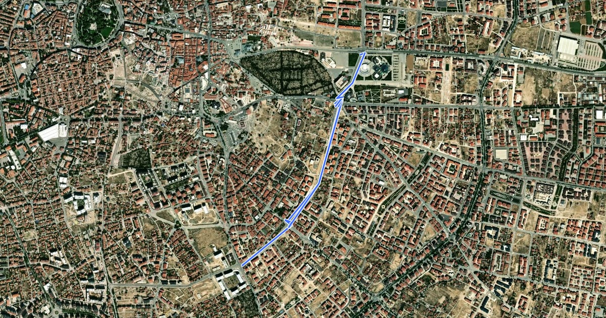 Маршрут Celaleddin Karatay Caddesi на спутниковом снимке