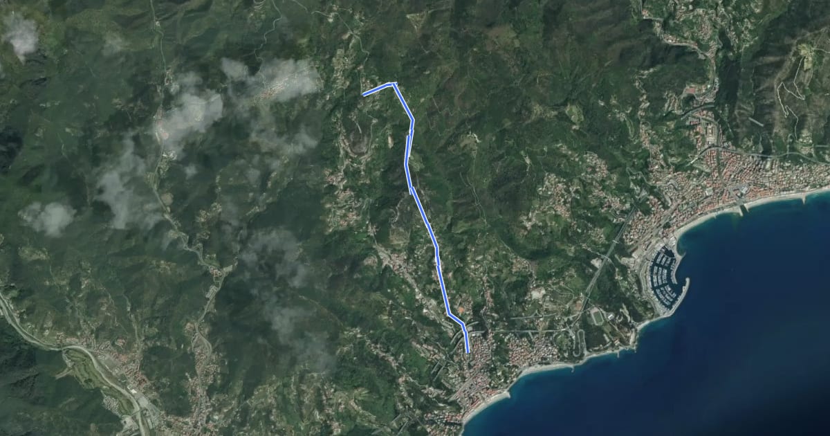 Маршрут Celle Ligure - Brasi - Vespa на спутниковом снимке
