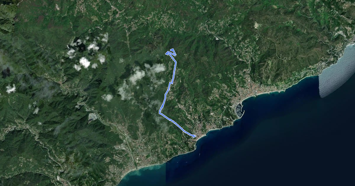 Маршрут Celle Ligure - Sanda - Bric delle Forche на спутниковом снимке