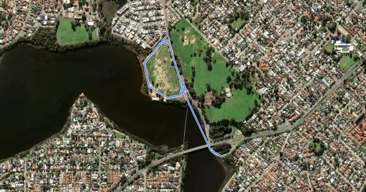 Маршрут Centenary Avenue Shared Path на спутниковом снимке