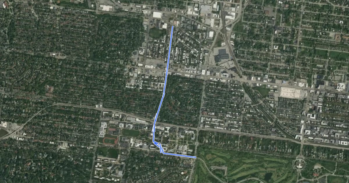 Маршрут Centennial Greenway на спутниковом снимке