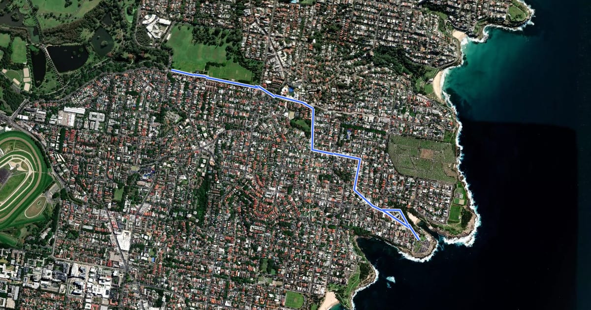 Маршрут Centennial Park to Gordons Bay на спутниковом снимке