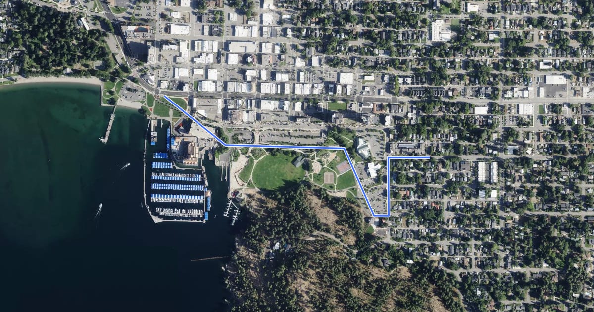 Маршрут Centennial Trail correct alignment на спутниковом снимке