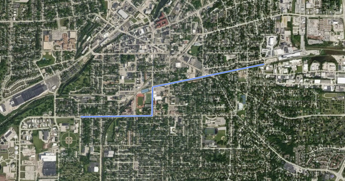 Маршрут Center City Connector Trail на спутниковом снимке