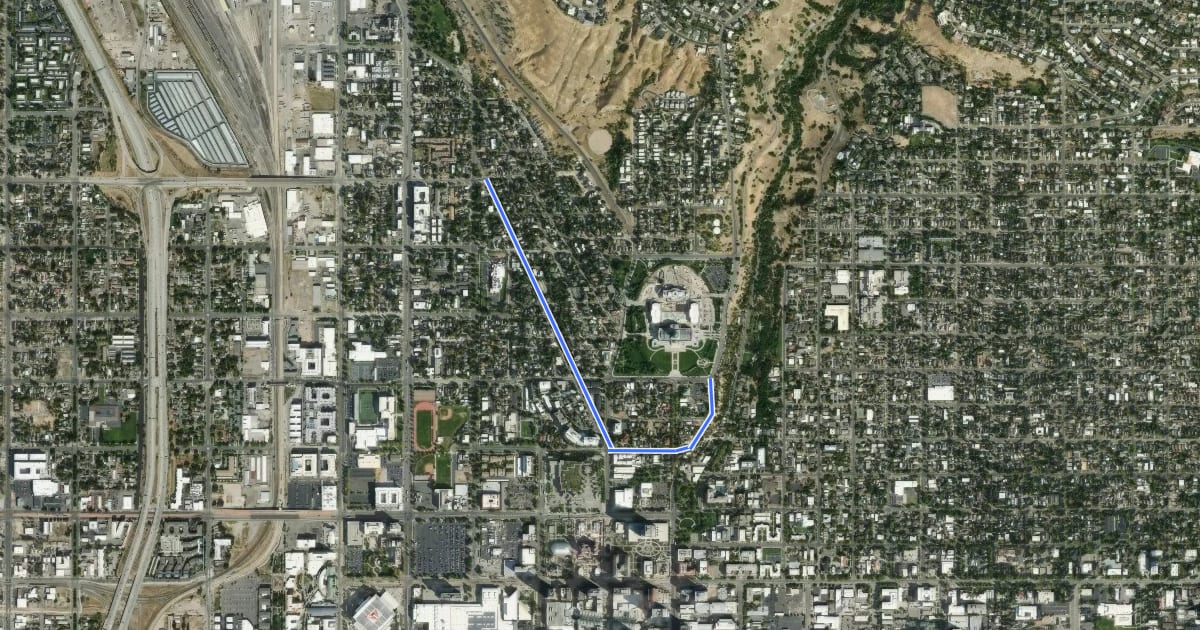Маршрут Center to Capitol Neighborhood Byway на спутниковом снимке