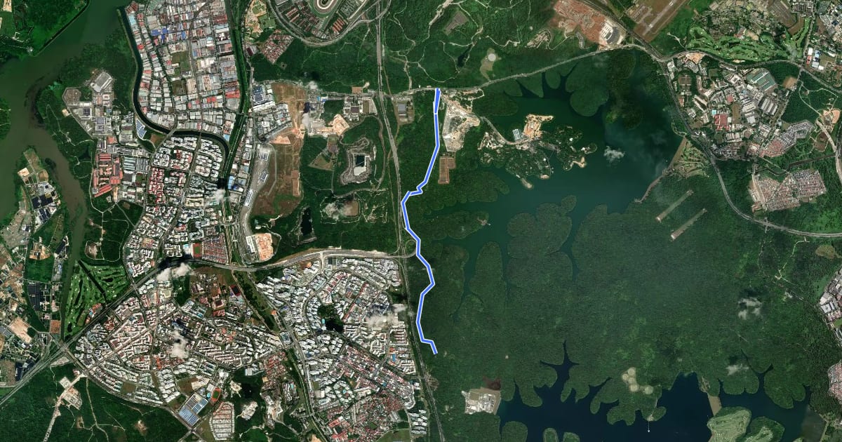 Маршрут Central Catchment Park Connector на спутниковом снимке