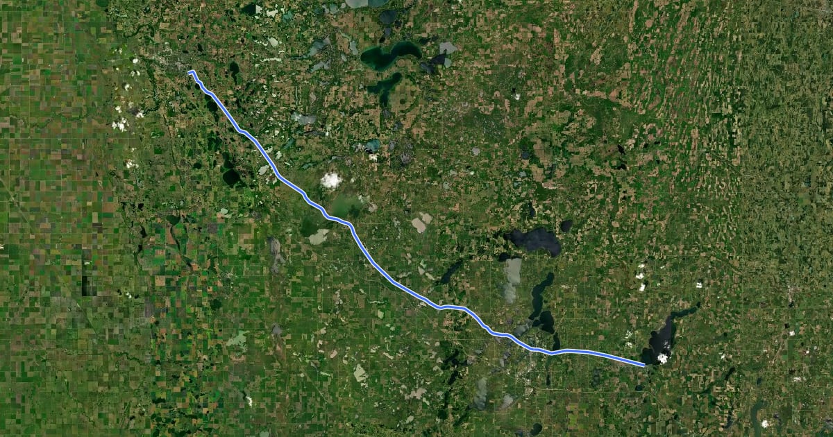 Маршрут Central Lakes State Trail на спутниковом снимке